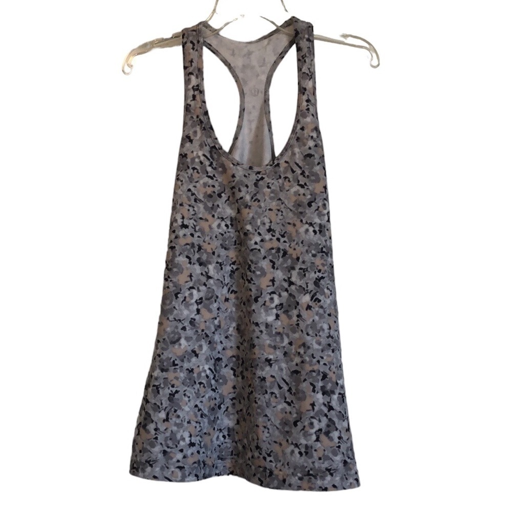 Lululemon Cool Racerback Not So Petite Fleur Tank Top Sz 6 Grey Animal Print